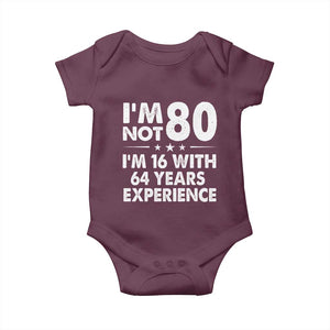 80th Birthday Baby Onesie Funny Saying Retro Vintage 80 Year Old Gift TS10 Maroon Print Your Wear