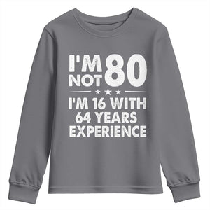 80th Birthday Youth Sweatshirt Funny Saying Retro Vintage 80 Year Old Gift TS10 Charcoal Print Your Wear