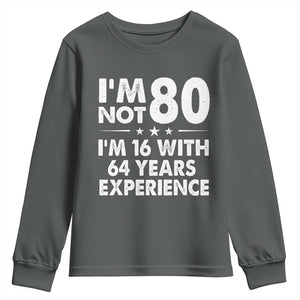 80th Birthday Youth Sweatshirt Funny Saying Retro Vintage 80 Year Old Gift TS10 Dark Heather Print Your Wear