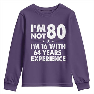 80th Birthday Youth Sweatshirt Funny Saying Retro Vintage 80 Year Old Gift TS10 Purple Print Your Wear
