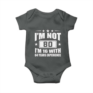 80th Birthday Baby Onesie Funny Saying 80 Year Old Gift TS10 Dark Heather Print Your Wear