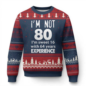 80th Birthday Ugly Christmas Sweater Funny 80 Year Old Gift TS10 Navy Red Print Your Wear