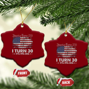 America Turns 250 I Turn 30 Ceramic Ornament Vintage 1996 30th Birthday 250th Anniversary USA 30 Year Old Gift TS10 Print Your Wear