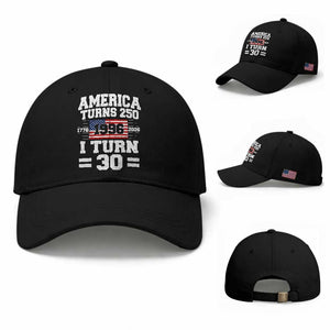 America Turns 250 I Turn 30 Baseball Cap Vintage 1996 30th Birthday 250th Anniversary USA Flag 30 Year Old Gift