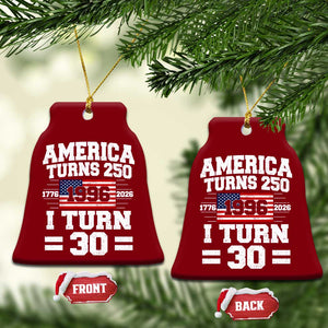 America Turns 250 I Turn 30 Ceramic Ornament Vintage 1996 30th Birthday 250th Anniversary USA Flag 30 Year Old Gift