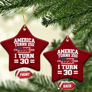 America Turns 250 I Turn 30 Ceramic Ornament Vintage 1996 30th Birthday 250th Anniversary USA Flag 30 Year Old Gift