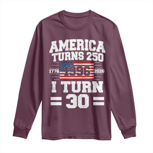 America Turns 250 I Turn 30 Long Sleeve Shirt Vintage 1996 30th Birthday 250th Anniversary USA Flag 30 Year Old Gift