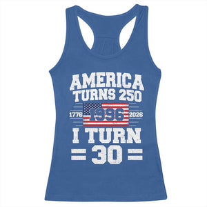 America Turns 250 I Turn 30 Racerback Tank Top Vintage 1996 30th Birthday 250th Anniversary USA Flag 30 Year Old Gift