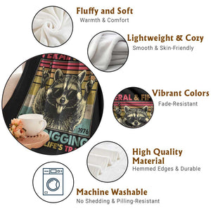 Funny 50th Birthday Throw Blanket Retro Racoon Feral And Fifty TS10 Print Your Wear