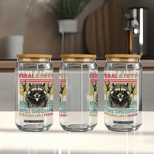 Funny 50th Birthday Glass Can Retro Racoon Feral And Fifty TS10 Print Your Wear