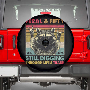 Funny 50th Birthday Spare Tire Cover Retro Racoon Feral And Fifty TS10 Black Print Your Wear