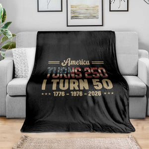 America Turns 250 I Turn 50 50th Birthday Throw Blanket Vintage USA 250th Anniversary 1976 50 Year Old Gift