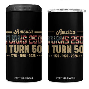 America Turns 250 I Turn 50 50th Birthday 4 in 1 Can Cooler Tumbler Vintage USA 250th Anniversary 1976 50 Year Old Gift