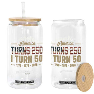 America Turns 250 I Turn 50 50th Birthday Glass Can Vintage USA 250th Anniversary 1976 50 Year Old Gift