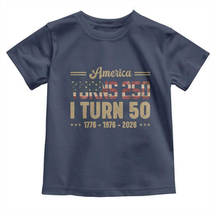 America Turns 250 I Turn 50 50th Birthday Toddler T Shirt Vintage USA 250th Anniversary 1976 50 Year Old Gift
