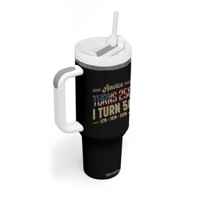 America Turns 250 I Turn 50 50th Birthday Tumbler With Handle Vintage USA 250th Anniversary 1976 50 Year Old Gift