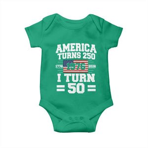 America Turns 250 I Turn 50 50th Birthday Baby Onesie USA 250th Anniversary 1976 50 Year Old Gift