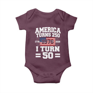 America Turns 250 I Turn 50 50th Birthday Baby Onesie USA 250th Anniversary 1976 50 Year Old Gift