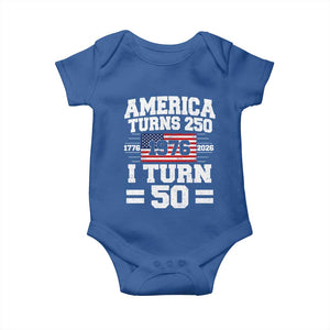 America Turns 250 I Turn 50 50th Birthday Baby Onesie USA 250th Anniversary 1976 50 Year Old Gift