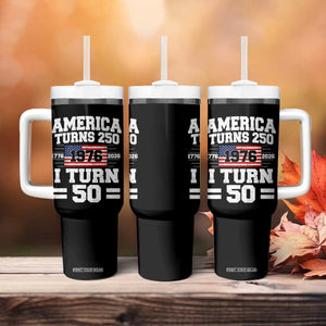 America Turns 250 I Turn 50 50th Birthday Tumbler With Handle USA 250th Anniversary 1976 50 Year Old Gift