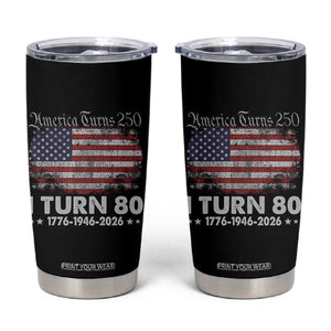 America Turns 250 I Turn 80 Tumbler Cup Vintage 1946 80th Birthday 250th Anniversary USA 80 Year Old Gift