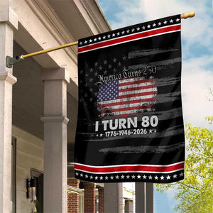America Turns 250 I Turn 80 Patriotic Garden Flag Vintage 1946 80th Birthday 250th Anniversary USA 80 Year Old Gift