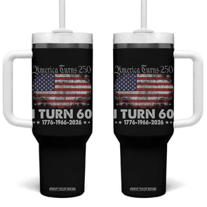 America Turns 250 I Turn 60 Tumbler With Handle Vintage 1966 60th Birthday 250th Anniversary USA 60 Year Old Gift