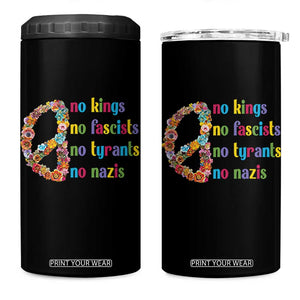 No Kings No Fascists 4 in 1 Can Cooler Tumbler Floral Peace Sign Social Justice TS10 One Size: 16 oz Black Print Your Wear