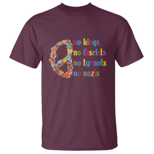 No Kings No Fascists T Shirt Floral Peace Sign Social Justice TS10 Maroon Print Your Wear