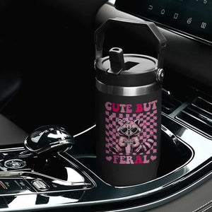 Cute But Feral Raccoon Flip Straw Tumbler Funny Sunglasses Trash Panda TS10 Print Your Wear