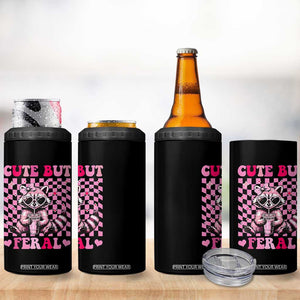 Cute But Feral Raccoon 4 in 1 Can Cooler Tumbler Funny Sunglasses Trash Panda TS10 Print Your Wear