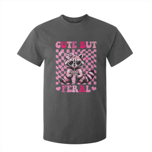 Cute But Feral Raccoon T Shirt For Kid Funny Sunglasses Trash Panda TS10 Dark Heather Print Your Wear