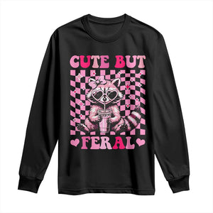 Cute But Feral Raccoon Long Sleeve Shirt Funny Sunglasses Trash Panda TS10 Black Print Your Wear