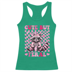 Cute But Feral Raccoon Racerback Tank Top Funny Sunglasses Trash Panda TS10 Irish Green Print Your Wear