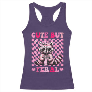 Cute But Feral Raccoon Racerback Tank Top Funny Sunglasses Trash Panda TS10 Purple Print Your Wear