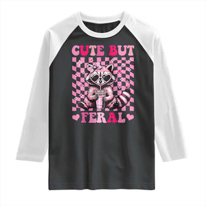 Cute But Feral Raccoon Raglan Shirt Funny Sunglasses Trash Panda TS10 Black White Print Your Wear