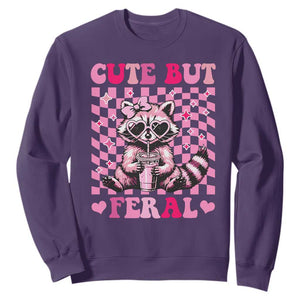 Cute But Feral Raccoon Sweatshirt Funny Sunglasses Trash Panda TS10 Purple Print Your Wear