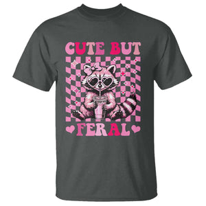 Cute But Feral Raccoon T Shirt Funny Sunglasses Trash Panda TS10 Dark Heather Print Your Wear