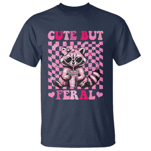 Cute But Feral Raccoon T Shirt Funny Sunglasses Trash Panda TS10 Navy Print Your Wear