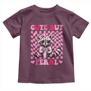 Cute But Feral Raccoon Toddler T Shirt Funny Sunglasses Trash Panda TS10 Maroon Print Your Wear