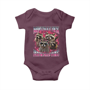 Physically Thicc Funny Raccoon Meme Baby Onesie Mentally Sick Bootleg Graphic 90s TS10 Maroon Print Your Wear