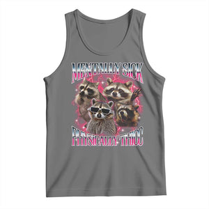 Physically Thicc Funny Raccoon Meme Tank Top Mentally Sick Bootleg Graphic 90s TS10 Black Heather Print Your Wear