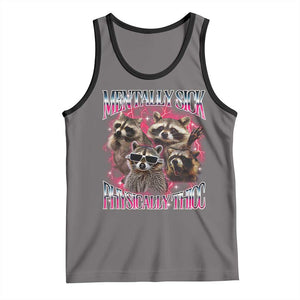 Physically Thicc Funny Raccoon Meme Tank Top Mentally Sick Bootleg Graphic 90s TS10 Deep Heather Black Print Your Wear