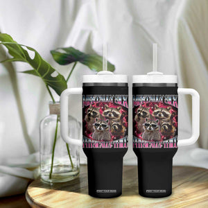 Physically Thicc Funny Raccoon Meme Tumbler With Handle Mentally Sick Bootleg Graphic 90s TS10 Print Your Wear