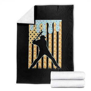 Baseball Drip Throw Blanket Dripping Ice Cream Sprinkles American Flag Boys TS10 Black Print Your Wear