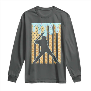 Baseball Drip Long Sleeve Shirt Dripping Ice Cream Sprinkles American Flag Boys TS10 Dark Heather Print Your Wear