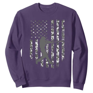 Camo US Flag Baseball Player Sweatshirt Retro Camouflage American Flag Patriotic TS10 Purple Print Your Wear