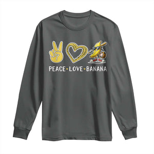 Funny Love Bananas Long Sleeve Shirt Cute Banana Gifts TS10 Dark Heather Print Your Wear