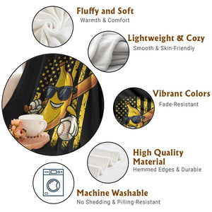 Retro Bananas Throw Blanket Vintage American Flag Banana Lover TS10 Print Your Wear