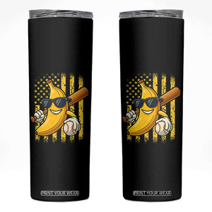 Retro Bananas Skinny Tumbler Vintage American Flag Banana Lover TS10 Black Print Your Wear